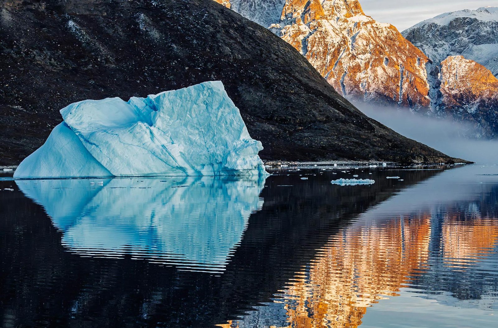 Golden Peaks, Mirrored Iceberg · Sorteø, Greenland